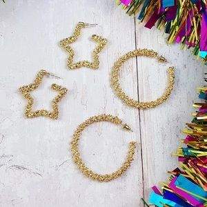 Nasty Gal star textured Hoop earrings